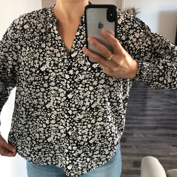 Apiece Apart Yerba Black and White Floral Button Up Cotton Blouse XS - Picture 2 of 10
